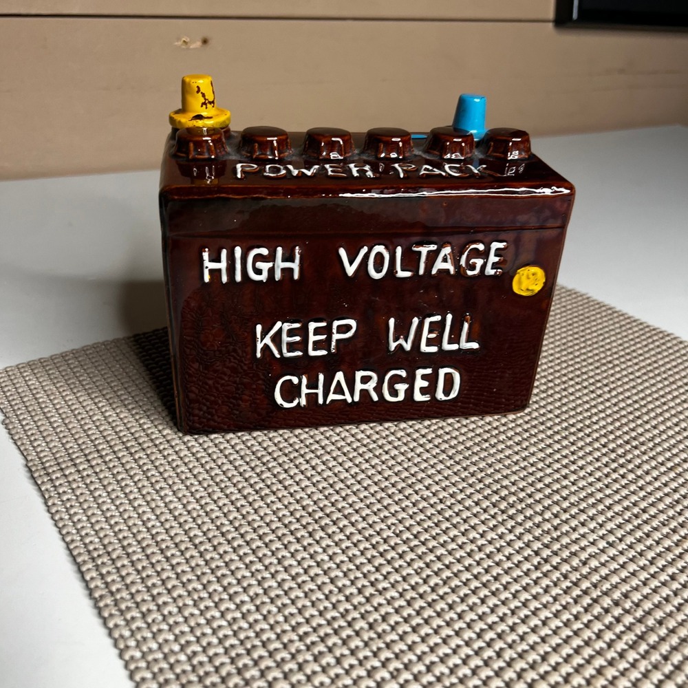 Vintage Ceramic Car Battery Decanter High Voltage Power Pack Novelty Japan